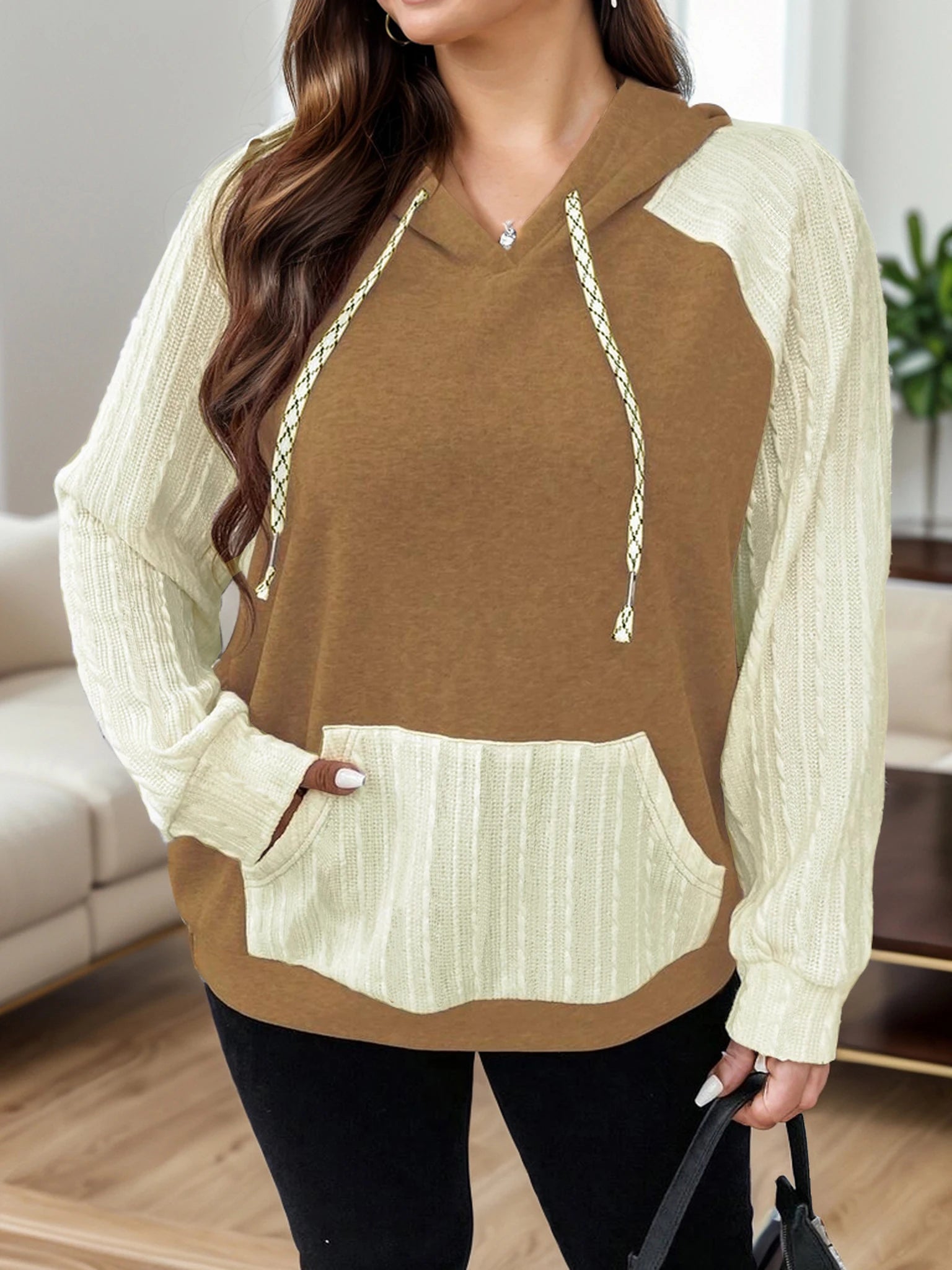 Textured V-Neck Sweatshirt