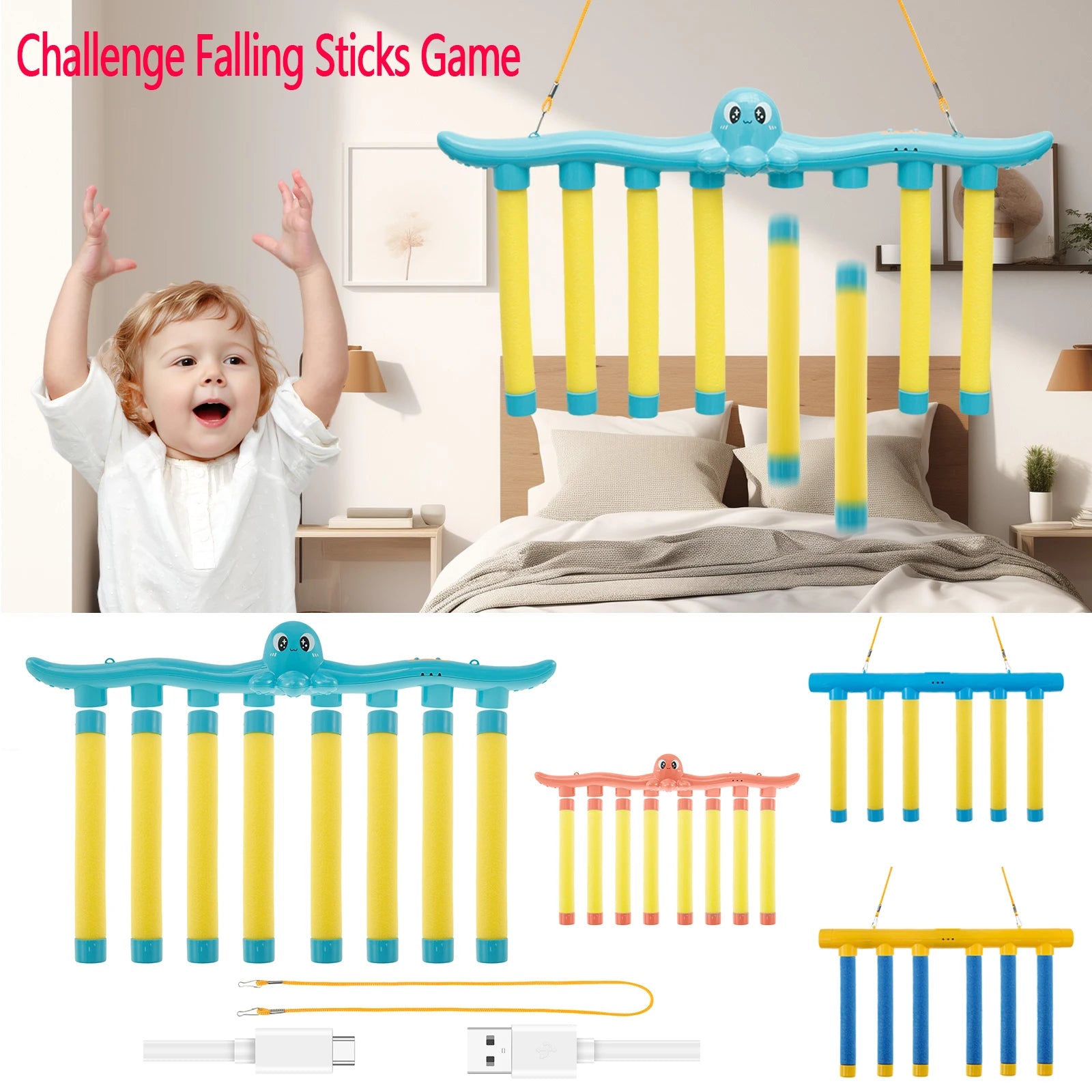 Challenge Falling Sticks Game Kids Stick Catching Toy Training Reaction Hand Eye Educational Parent-Child Interactive Toy Sports